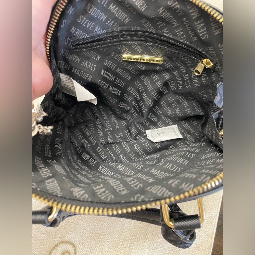 Steve Madden Mini Dome Satchel Bag – Black with Gold Hardware - Picture 7 of 10